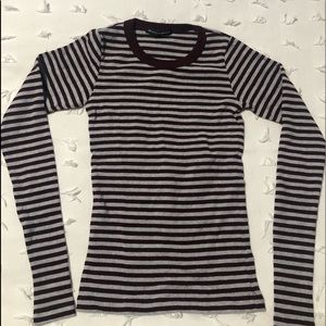 Brandy Melville long sleeve maroon and gray strips